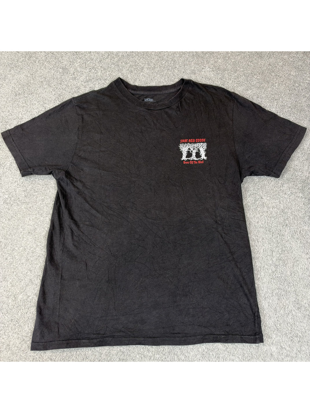 Vans Fast and Loose T Shirt Youth M Black Graphic Tee